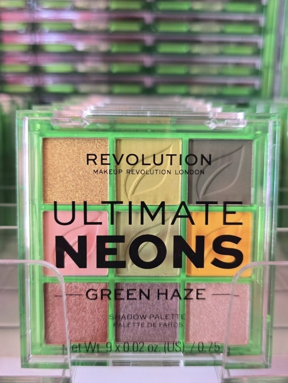 (5) Makeup Revolution Beauty Ultimate Neons 9 Eyeshadow Palettes-Green Haze